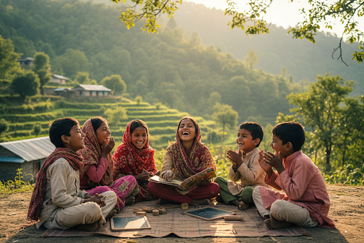 Children learning together in a Sondhar village setting